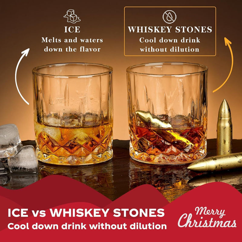 Gifts for Men Dad Husband Christmas, Whiskey Stones, Unique Anniversary Birthday Stocking Stuffers Gift Ideas for Him Boyfriend, Man Cave Stuff Cool Gadgets Retirement Bourbon Presents for Uncle