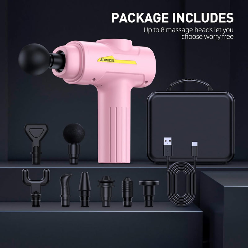 SORUDEL Massage Gun for Back Neck Muscle Relieve Massage Gun Deep Tissue for Back Neck Muscle (Pink)