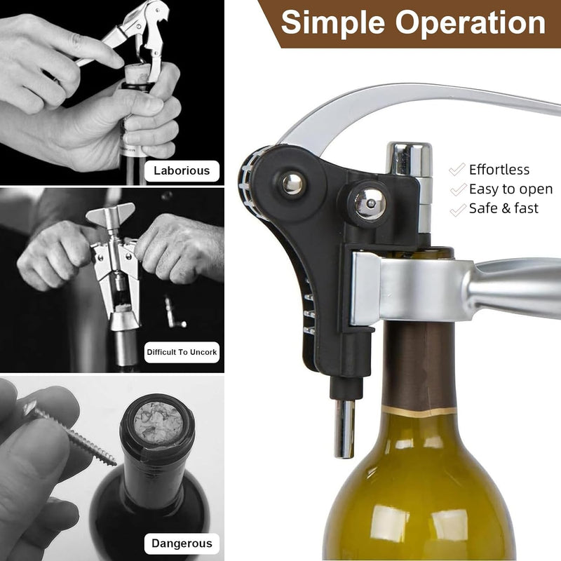 Wine Bottle Opener Gift Set for Wine Lovers, 8 PCS Corkscrew Wine Opener with Wood Case, Stainless Steel Wine Opener manual, Wine Opener Kit for Christmas Wine Gift Set