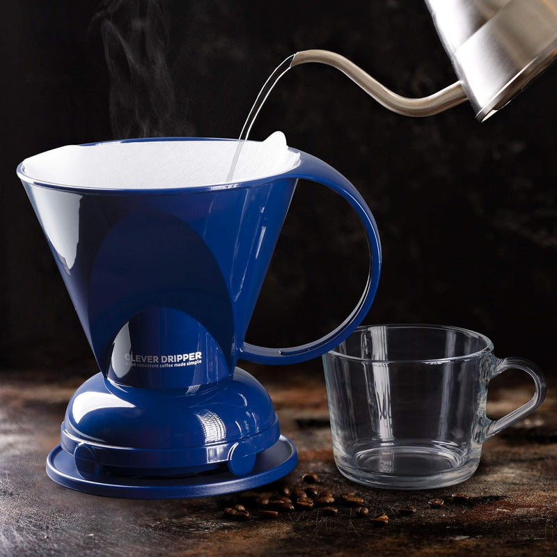 Clever Coffee Dripper and Filters, Large 18 oz (Royal Blue)| Barista's Choice| Safe BPA Free Plastic|Includes 100 Filters