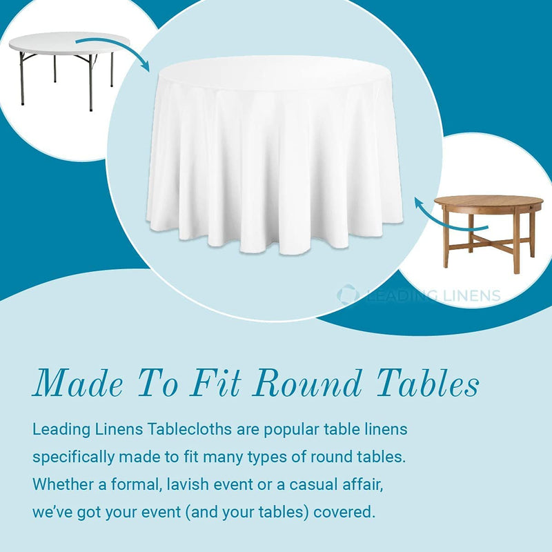 10-Piece Polyester Round Tablecloth - WeddingRestaurantParty - Machine Washable - Choice of Color Ivory