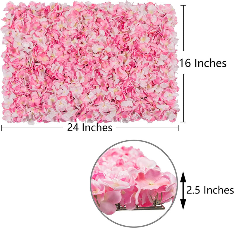 3D Silk Flower Wall Panel Set - 2 Pack Pink