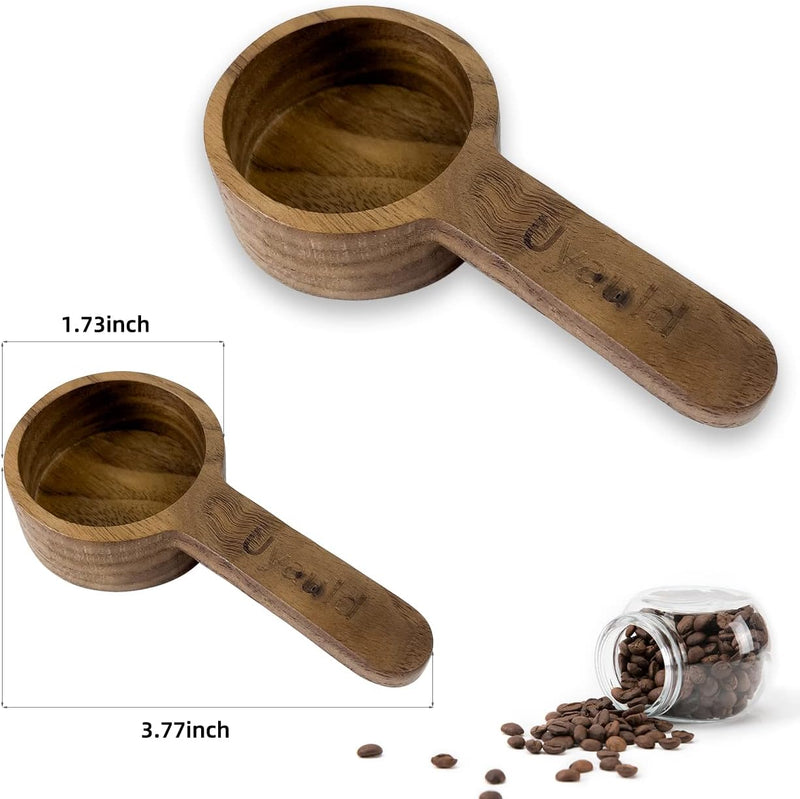 Uyauld Wooden Coffee Scoop, Wood Handle Mesh Tea Strainer Stainless Steel Storage Canister Tinplate Box - Wood Measuring Spoons for Coffee Beans, Protein Powder, Spices, Salt Scoop, Coffee Tea Set