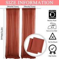 Chiffon Curtains for Backdrop Terracotta Curtains Sheer 10FT Tulle Backdrop Curtains for Parties Chiffon Wedding Drapes Backdrop for Reception Arch Curtain for Bridal Shower 28X120 Inch 2 Panels