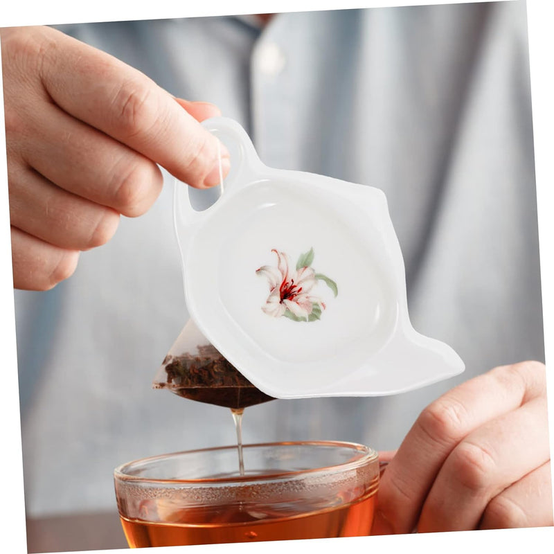 BRIGHTFUFU 2Pcs Tea Bag Saucer White Drawer Organizer Trim Tray Jewelry Accessories Teabag Container Tea Bag Organizer Sauce Dish Tea Bag Coaster Tray Tea Bag Holders Teabag Storage Plates