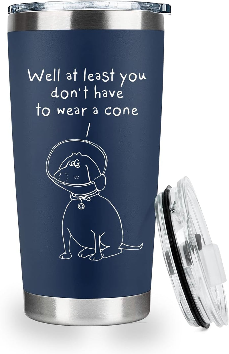 Break Up, Divorce Gifts For Women - Get Well Gifts For Women After Surgery, Feel Better Gifts - 16 Oz Coffee Iced Glass Cup With Bamboo Lid And Straws - At Least You Dont Have To Wear A Cone Can Glass