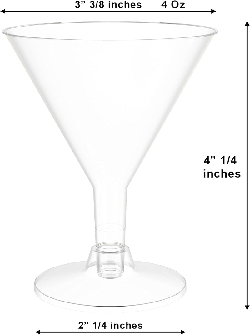 Plastic Martini Glasses - 30 Pack 5 Oz. - Crystal Clear Disposable Martini Glasses With Stem - Cocktail Glasses - Ideal For Weddings, Birthdays, And Parties - Perfect For Appetizers And Desserts