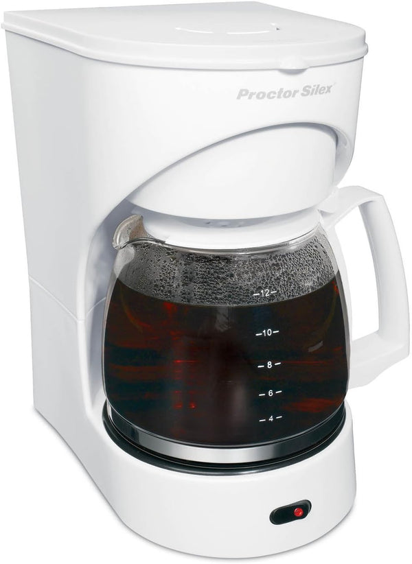 Proctor Silex 12-Cup Coffee Maker, Works with Smart Plugs That Are Compatible with Alexa, Auto Pause and Serve, White (43501PS)
