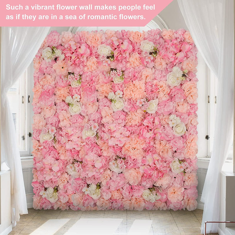 3D Flowers Wall Panel - Artificial Rose Mat for Home Party and Wedding Decor - 12 Pcs - 15 x 15 Inches