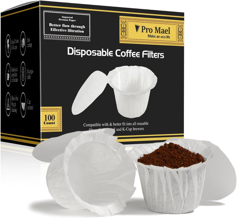 Pro Mael Disposable K Cup Coffee Filters, 360 Count Coffee Filter Paper for Keurig Brewers Single Serve 1.0 and 2.0, Use with Resusable K Cup Pods, White