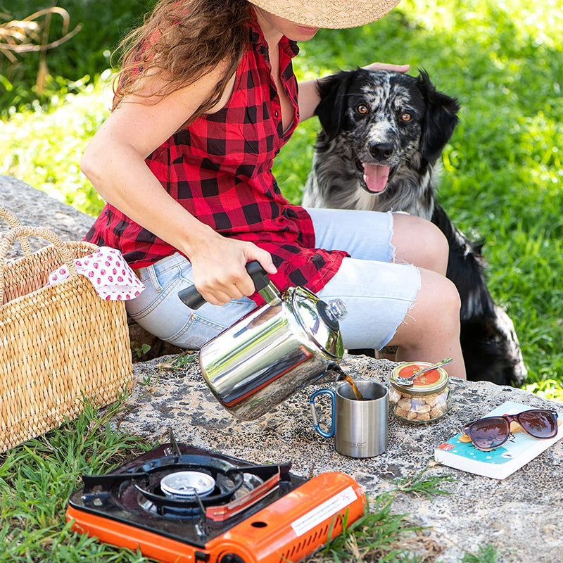 Mixpresso Stainless Steel Stovetop Coffee Percolator, Percolator Coffee Pot, Excellent For Camping Coffee Pot, 5-8 Cup Coffee Maker, Stainless Steel Coffee Percolator