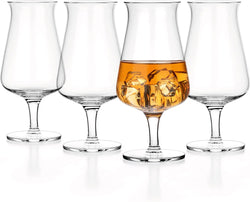 Luxbe - Whiskey Bourbon Brandy Crystal Glasses Snifter, Set of 4 - Large Handcrafted - 100% Lead-Free Crystal Glass - Great for Spirits Drinks - Cognac Scotch - 8.5oz - 250ml