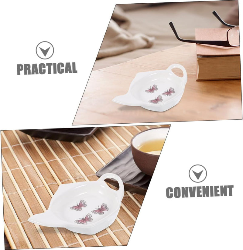 Zerodeko 2pcs Tea Bag Saucer Ceramics Decor Tea Bags Coasters Pallet Prep Bowl Sauce Bowl Ceramic Appetizer Dish Household Tea Bag Tray Sauce Dish for Party Tea Bag Storage Teapot Coffee