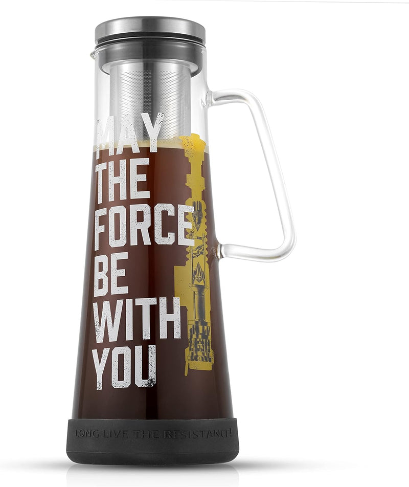 JoyJolt Star Wars Cold Brew Coffee Maker. 32oz/1L Cold Coffee Brewer and Infuser Filter. Glass Iced Coffee Maker Ice Tea Maker Cold Brew Pitcher. Star Wars Gift and Star Wars Kitchen Accessories