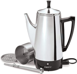 Presto New 12 Cup Stainless Steel Perk Brews Great Tasting Coffee Rich Hot And Fast Easy Cleaning (P02811)