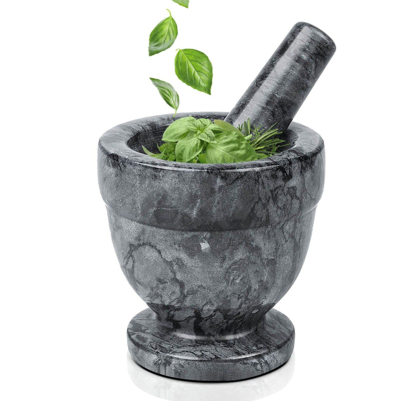 Flexzion Mortar and Pestle Marble White 4 inch Small Mortar and Pestle Granite Stone Grinder Crushing Bowl Muddler and bowl For Guacamole, Herbs, Spices, Kitchen, Cooking Medicine Grinder Bowl