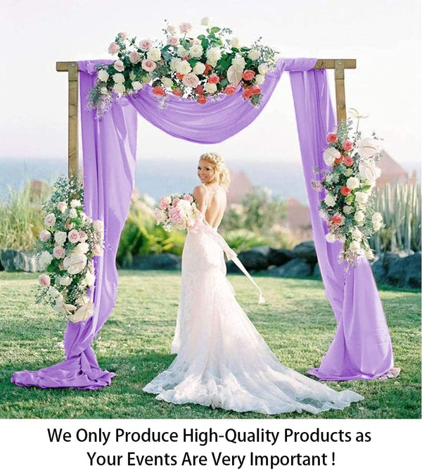 Lavender Wedding Arch Draping Fabric - 2 Panels Chiffon Drapery for Engagement Ceremony Decorations - 29 x 19 Sheer Drapes - 228 Long