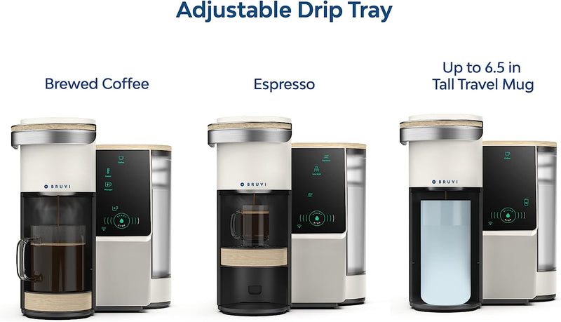 BRUVI The Bruvi Bundle | Single-Serve Coffee System | Includes 20 Coffee and Espresso B-Pods + Bruvi Coffee Brewer + Premium Water Filter Kit