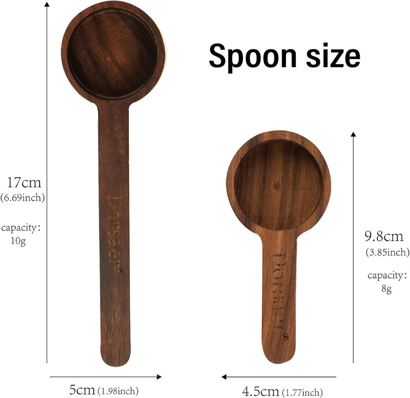 Dorsaer Wood Scoop for Canister - Wood Measuring Spoons for Coffee Beans, Ground Coffee, Protein Powder, Spices, Tea and Bath Salt Scoop (Short)