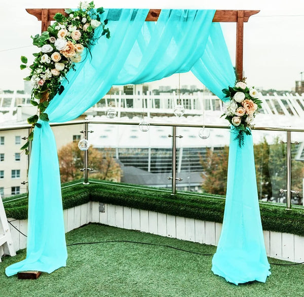 Blue Wedding Arch Draping Fabric Backdrop Curtain Tulle Ceiling Drape Panel for Weddings Bridal Ceremony Decor