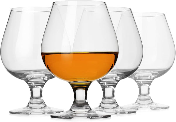 LUXU Crystal Brandy Snifter,Modern & Unique Stemmed Brandy Glasses,Premium Cognac Snifter for Scotch & Bourbon & Whiskey and Spirits, Lead-Free Beer Tasting Glasses (12FL.oz Set of 4)