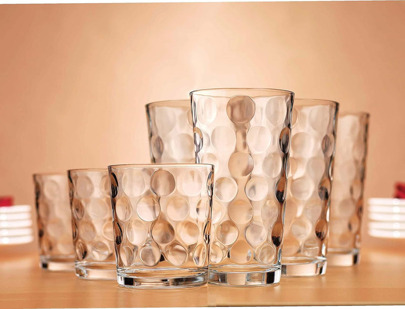 Home Essentials & Beyond Glassware Drinking Glasses Set Of 8 4 Highball (17 oz.) Kitchen Glasses | 4 (13 oz.) Rocks Glass Cups for Water, Juice and Cocktails.