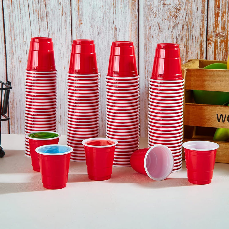 Lilymicky 300 PACK 2 oz Plastic Shot Glasses, Red Disposable Shot Cups, Mini Red Shot Cups, 2 oz Party Cups for Christmas Party