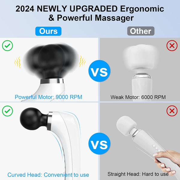 Minchaella 2024 Upgraded Personal Massager, Powerful Handheld Cordless Wand Massager Magic Recovery Effect for Women and Men, Body, Neck, Back and Shoulders