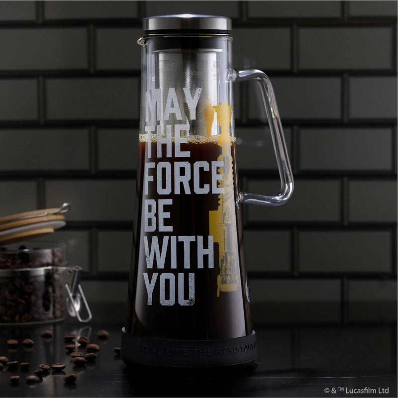 JoyJolt Star Wars Cold Brew Coffee Maker. 32oz/1L Cold Coffee Brewer and Infuser Filter. Glass Iced Coffee Maker Ice Tea Maker Cold Brew Pitcher. Star Wars Gift and Star Wars Kitchen Accessories