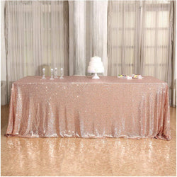 50x72 Rectangle Sequin Tablecloth - Rose Gold