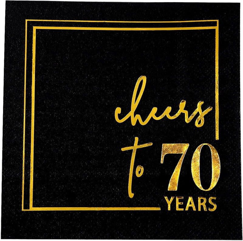 Cheers to 40 Years Cocktail Napkins - 50PK - 3-Ply 40th Birthday Napkins 5x5 Inches Disposable Party Napkins Paper Beverage Napkins for 40th Birthday Decorations Wedding Anniversary Black and Gold