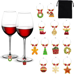 Funny Christmas Holiday Wine Charms for Stem Glasses Wine Glass Markers Charms for Holiday Party Dinner Party Family Gathering