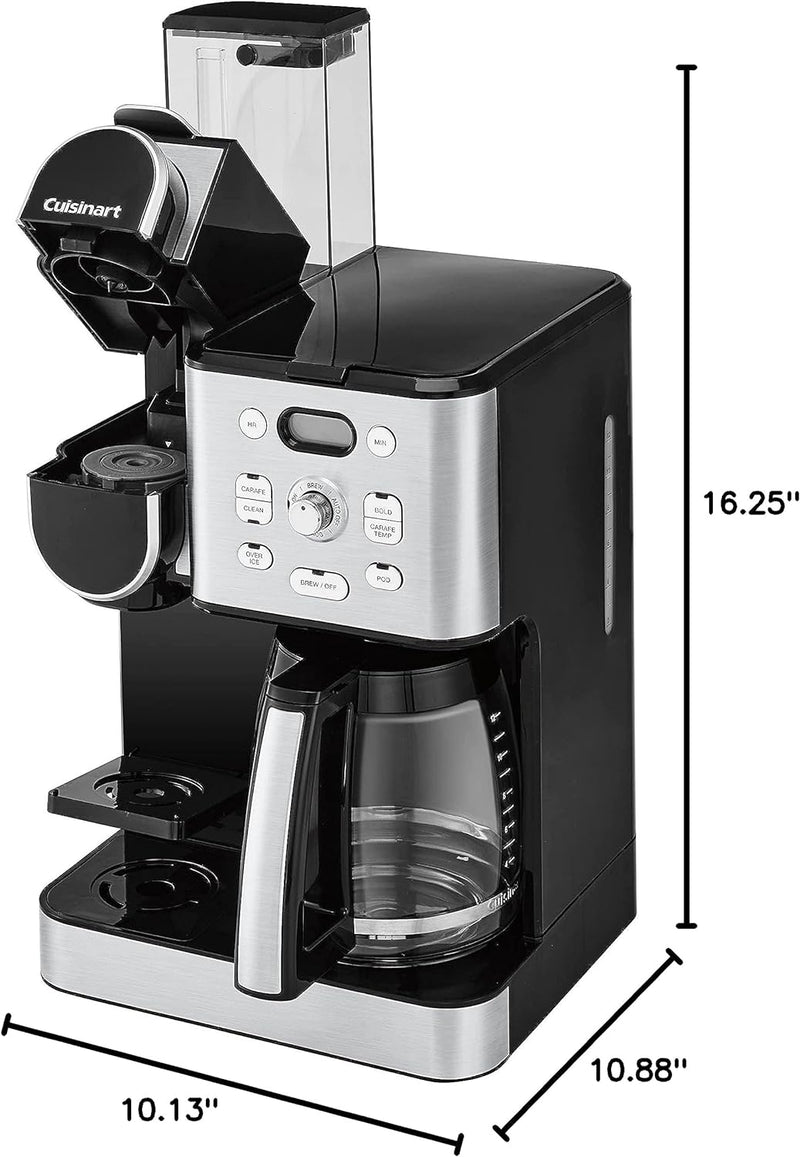 Cuisinart Coffee Maker, 12-Cup Glass Carafe, Automatic Hot & Iced Coffee Maker, Single Server Brewer, Stainless Steel, SS-16