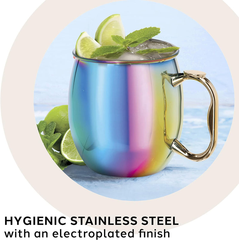 Oggi Stainless Steel Moscow Mule Mug - 20 oz, Rainbow with EZ-grip handle