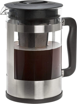 Primula 2-in-1 French Press Cold Brew One Coffee Maker, Comfort Grip Handle, Durable Glass Carafe, Perfect Size, 6 Cup, Stainless Steel