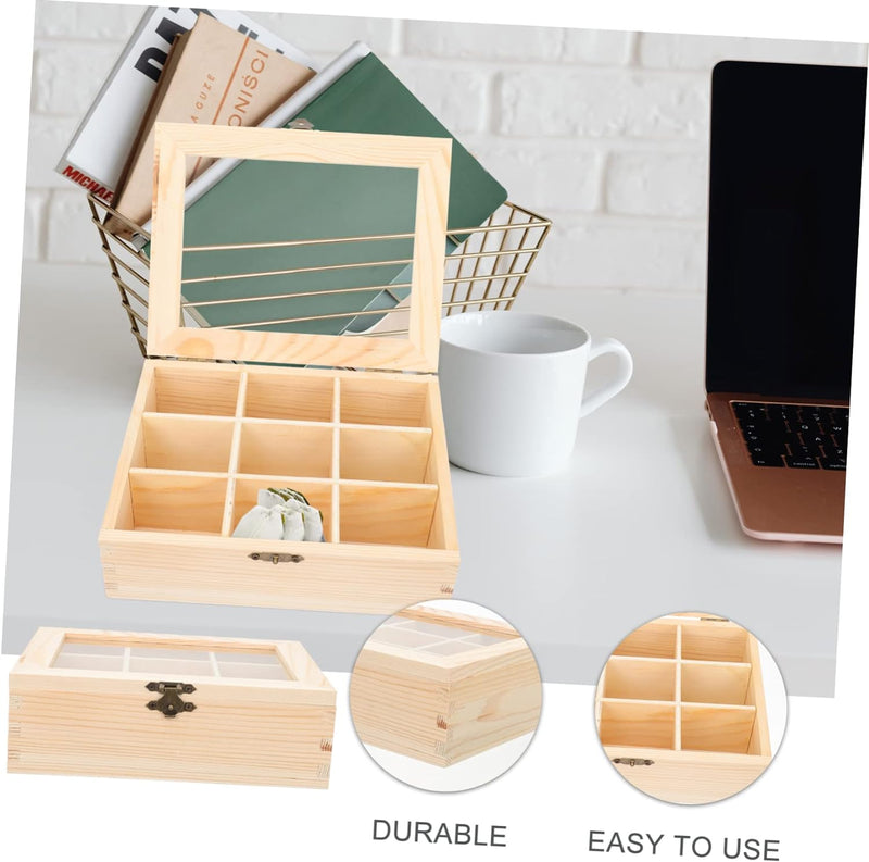 YARNOW Wooden Display Stand Wooden Stand Wood Display Stand Tea Chest Organizer Section Tea Bag Box Bamboo Tea Box Organizer Coffee Sugar Box Tea Organizer for Tea Bags Tea Storage Drawer