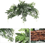 27.6Inch Greenery Swag, Artificial Front Door Wreath Eucalyptus Leaves Garland Hanging Floral Swag for Home Indoor Outdoor Window Wall Wedding Party Decoration
