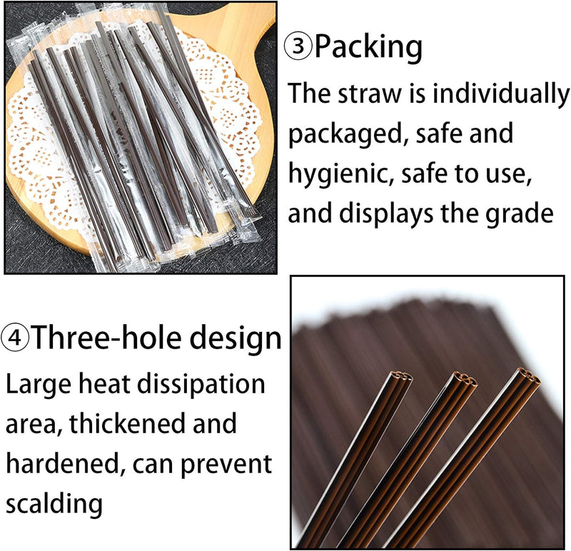 Coffee Stirrers Sticks 400 Individually Wrapped 6.7in，Disposable coffee straw stirring rod，Coffee Straw，Disposable Plastic Drink Stirrer Sticks Health and Safety Three-hole coffee straw