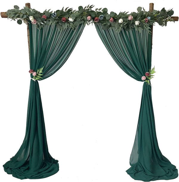 Sheer Chiffon Backdrop Curtains - 10ft x 10ft Emerald Green