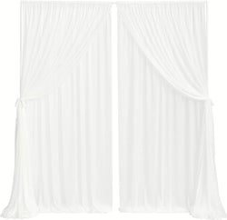 10x10ft Chiffon Wedding Backdrop Curtains - Wrinkle-Free White Fabric for Party Decor