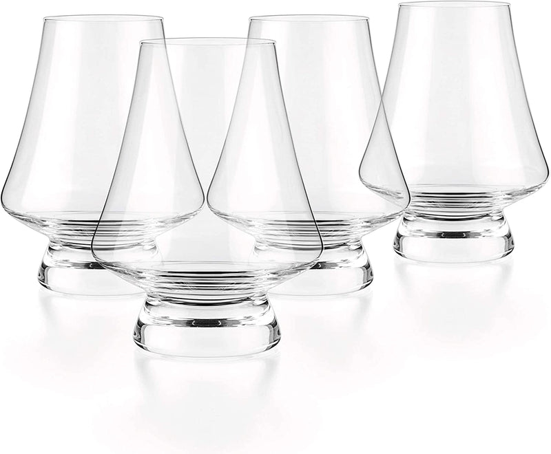 LUXBE - Bourbon Whisky Crystal Tasting Glass Snifter, Set of 4 - Classic Tasting Glasses with Narrow Rim - Handcrafted - Good for Cognac Brandy Scotch - 7-ounce/200ml