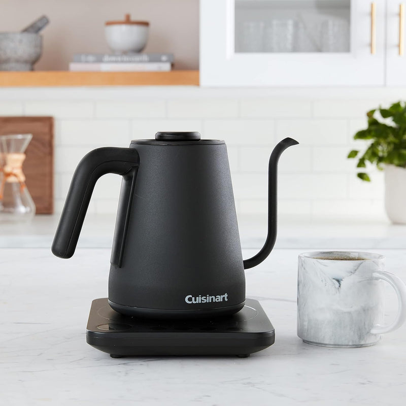 Cuisinart GK-1 Digital Goose Neck Kettle, Precision Gooseneck Spout Designed for Precise Pour Control that Holds 1-Liter, 1200-Watt Allows for Quick Heat Up, Stainless Steel,Black