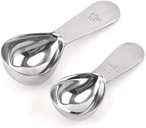 2 Pack SHENGQIDZ Stainless Steel Measuring Coffee Scoop 2&1 tablespoon Short Handle Tablespoon Measuring Spoons for Coffee Tea Sugar (15 ml & 30 ml)