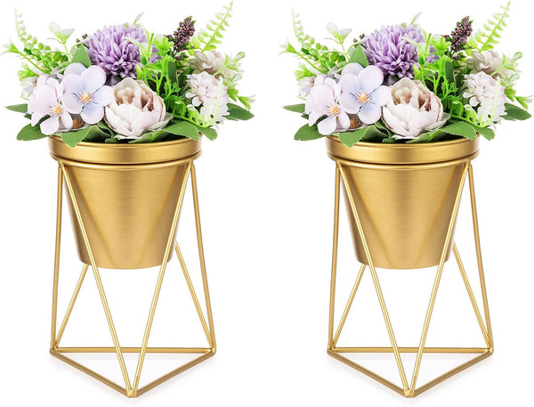 Nuptio Gold Vases for Wedding Centerpieces Set of 2 - Table  Desktop Decor for Christmas Birthdays or Home