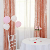 TRLYC Shiny Sequin Backdrop Curtains for Wedding Party Decor (2 Panels, W2 x H8FT,Sliver) Rose Gold
