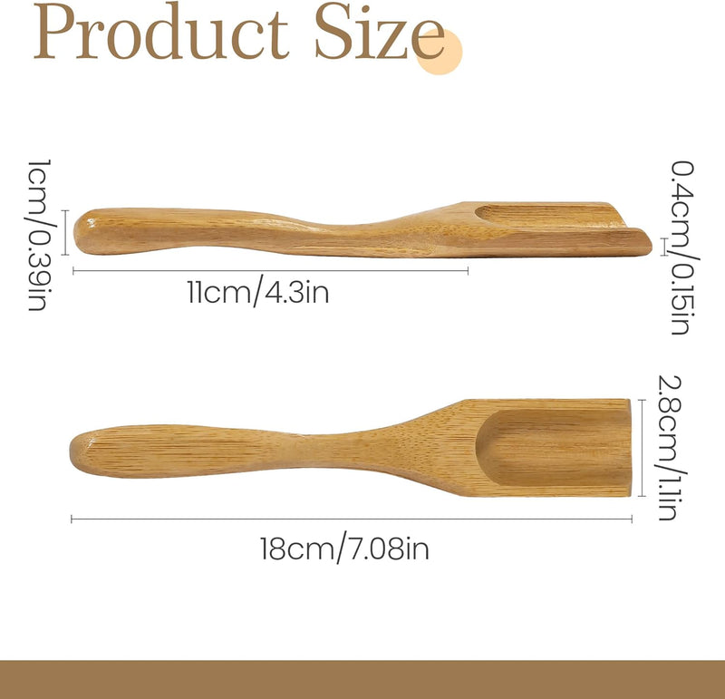 UTENEW 3 Pieces Wooden Loose Tea Scoops, Natural Bamboo Wood Spoons for Scooping Coffee Powder, Spices and Condiments, Long Handle 7"