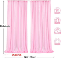 PARTISKY Pink Backdrop Curtain for Parties Pink Chiffon Sheer Fabric Drape Wedding Arch Backdrop for Birthday Party Photo Baby Shower 10Ft X 7Ft