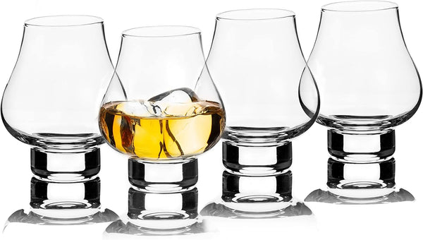 LUXBE - Bourbon Whiskey Brandy - Crystal Glasses Snifter 7.1-ounce, Set of 4 - Handcrafted Lead-Free Glass - Great for Spirits Drinks - Tasting Glasses - Tequila Shots - Scotch Cognac - 210ml