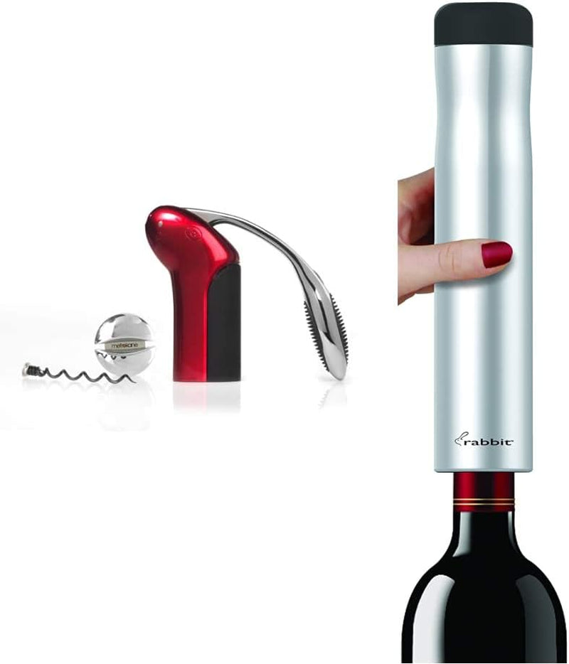 Rabbit Vertical Lever Corkscrew with Foil Cutter, 5 1/2w x 2 1/2d x 6h (in), Black