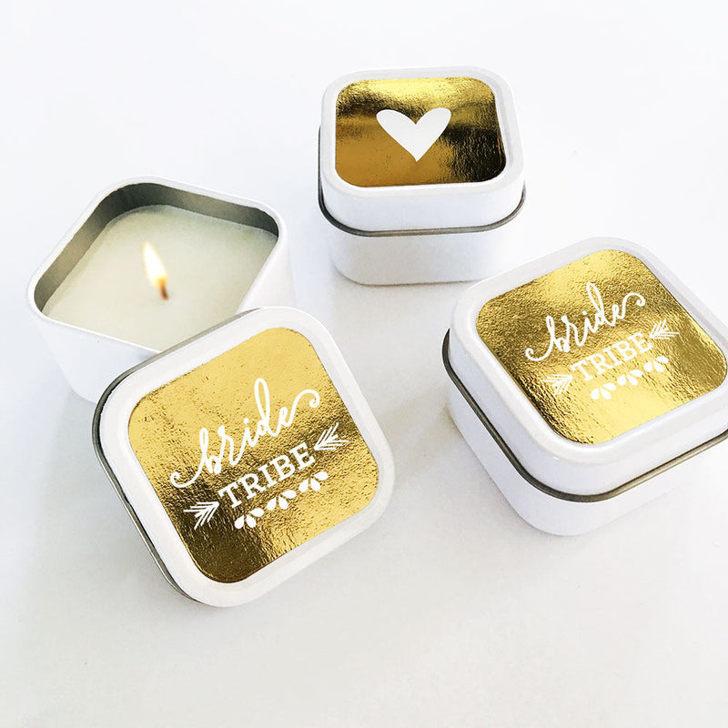 Bridal Party Candle Tin Set - Bridesmaid Gift Proposal Box Filler Mini Candles 12pcs
